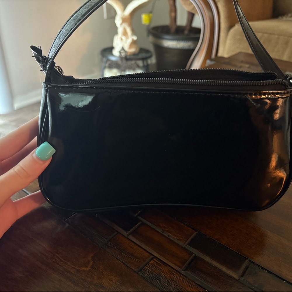 H&M Glossy Black Shoulder Bag